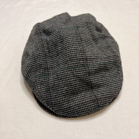 Bee Hats Vintage Newsboy Cabby Hat Plaid Gray Convertible Quilted Lining 80s - Picture 8 of 10